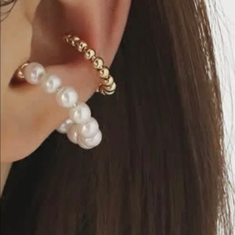 Brass Imitation pearl cuff earring